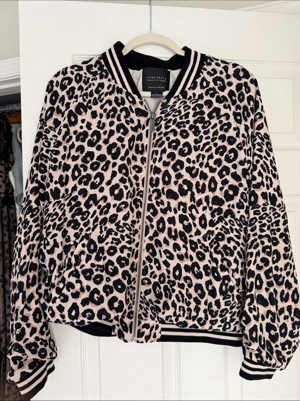 Sanctuary Leopard Print Bomber Jacket in Pink and Black